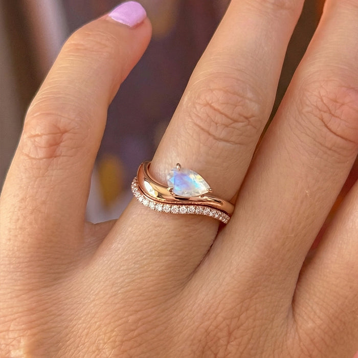 Streamlined Moonstone Double Ring Set
