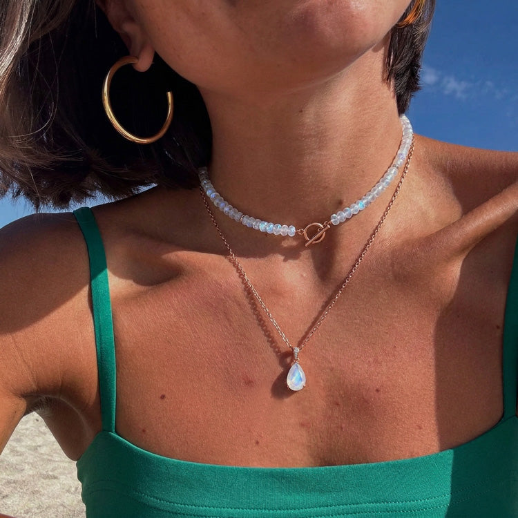 Beaded Moonstone Necklace - Set