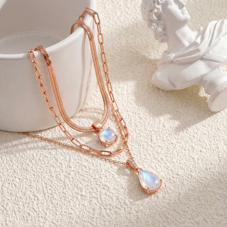 Moonstone Necklace Set - Pear