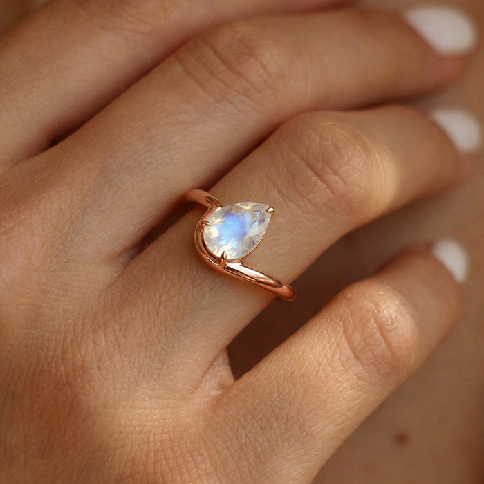 Pear-Shaped Moonstone Statement Ring
