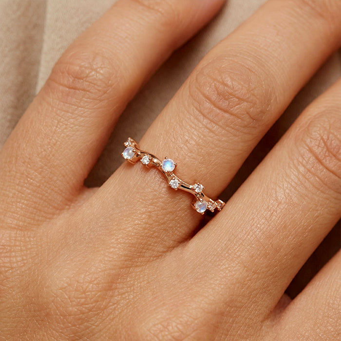 Intertwined Starlight Moonstone Ring
