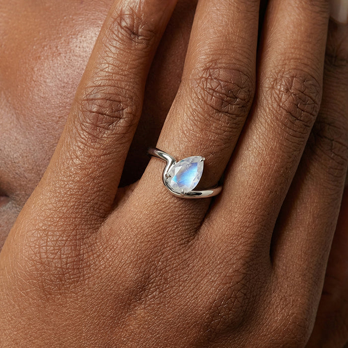 Pear-Shaped Moonstone Statement Ring