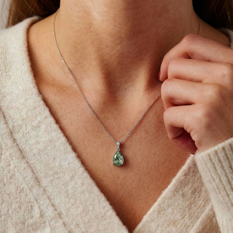 Moss Agate Necklace - Pear