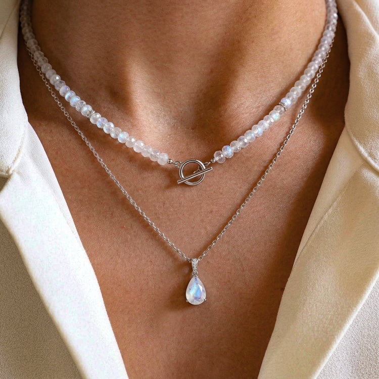 Beaded Moonstone Necklace - Set