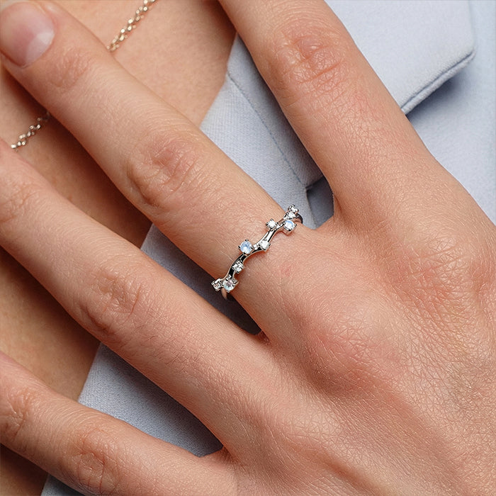 Intertwined Starlight Moonstone Ring