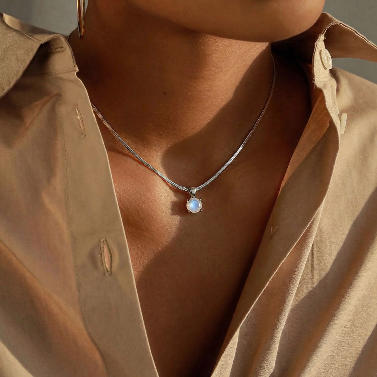 Moonstone Necklace - Snake Chain