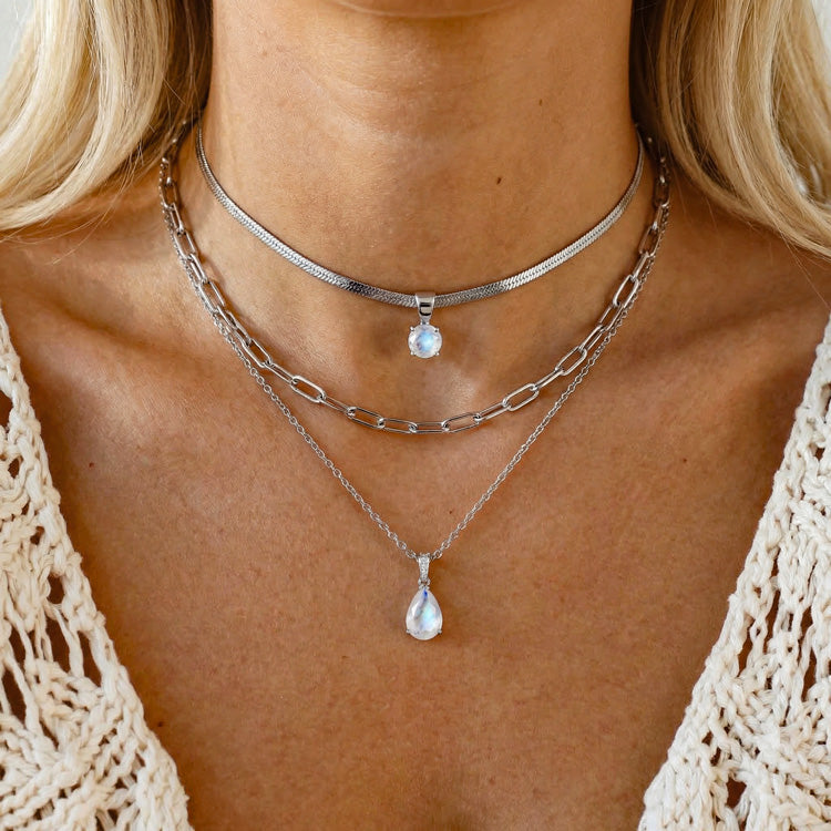 Moonstone Necklace Set - Pear