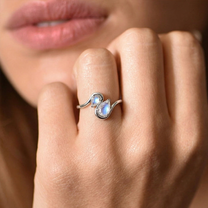 Two-Stone Moonstone Twisted Statement Ring