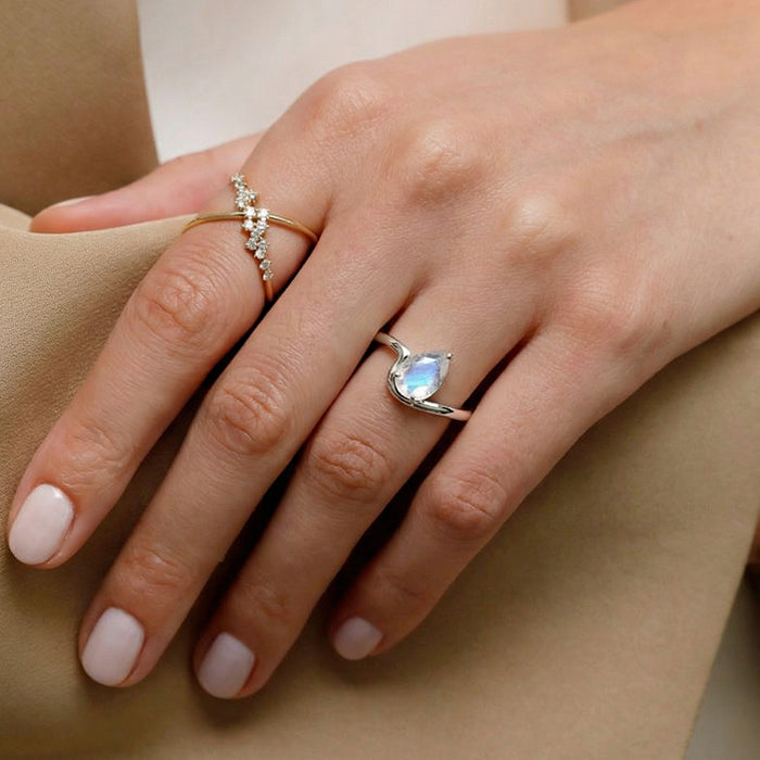 Pear-Shaped Moonstone Statement Ring