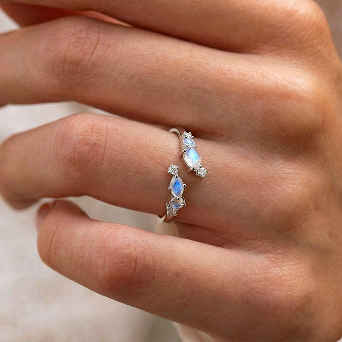 Dainty Moonstone Adjustable Open Ring