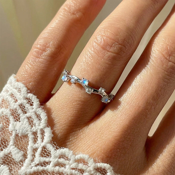 Intertwined Starlight Moonstone Ring