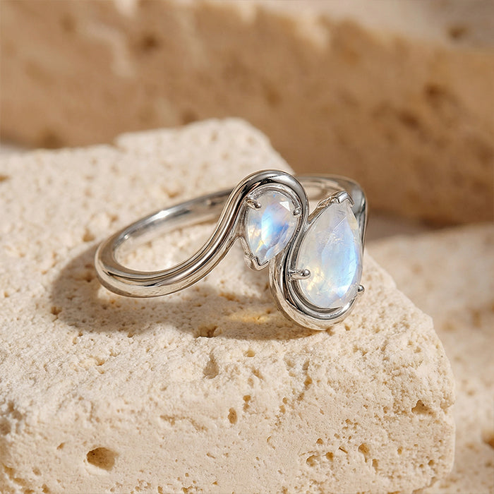 Two-Stone Moonstone Twisted Statement Ring