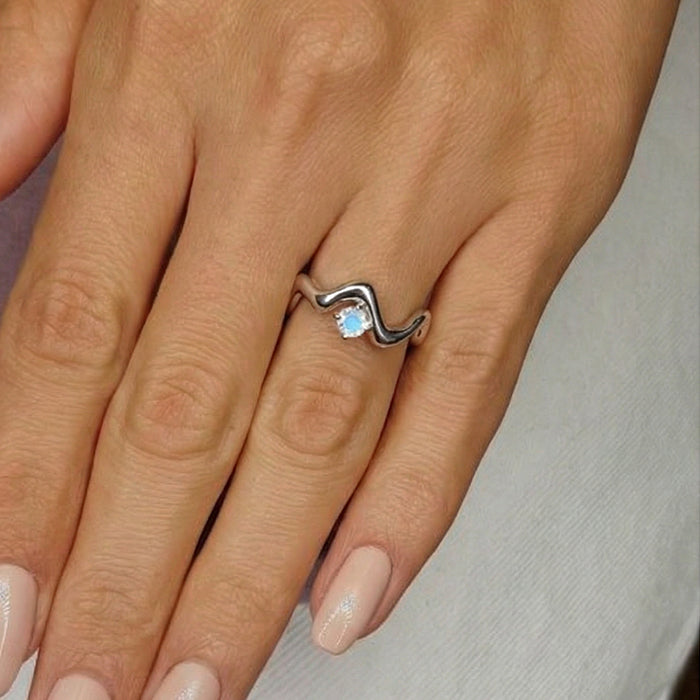 Wave-Twisted Moonstone Ring