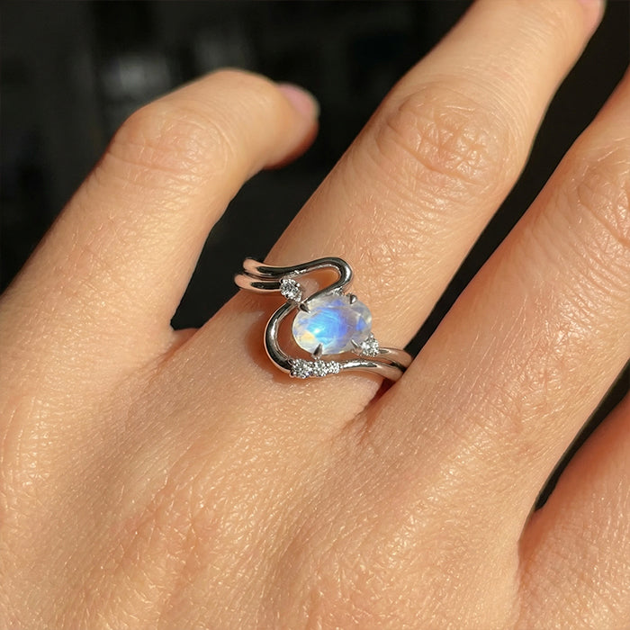 Twisted Statement Moonstone Rings Set